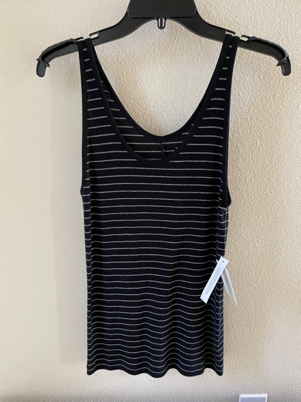 NWT Vince Black Tank with Thin White Stripes XL